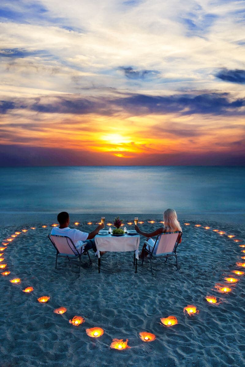 Romantic candlelit evening on a Sri Lankan beach